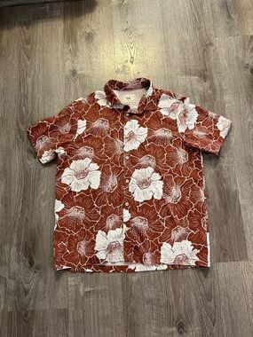 Folk Hawaiian Linen Shirt Mens